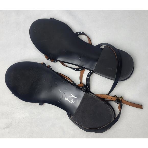 & Other Stories Leather Rhinestone Strappy Flat Sandals | Size 8 - Picture 5 of 9